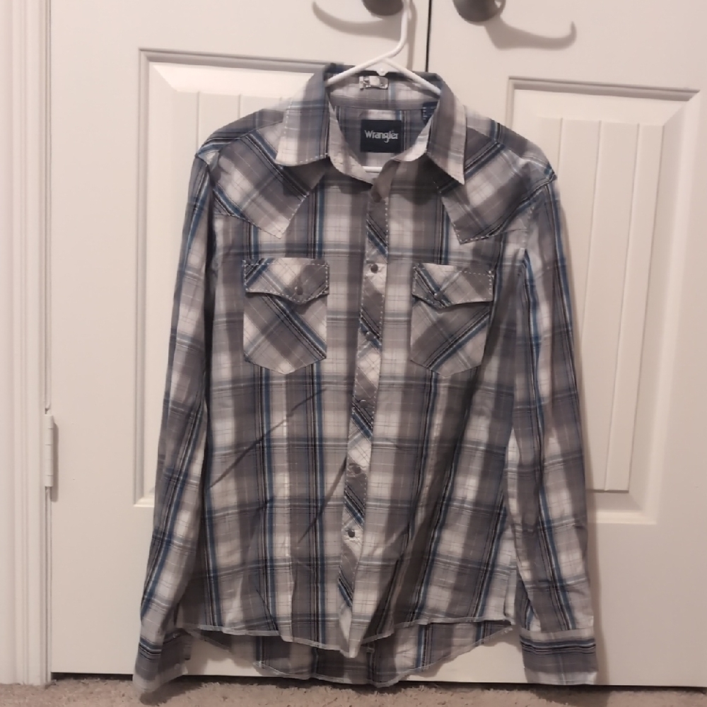 Wrangler Men's Blue Plaid Shirt